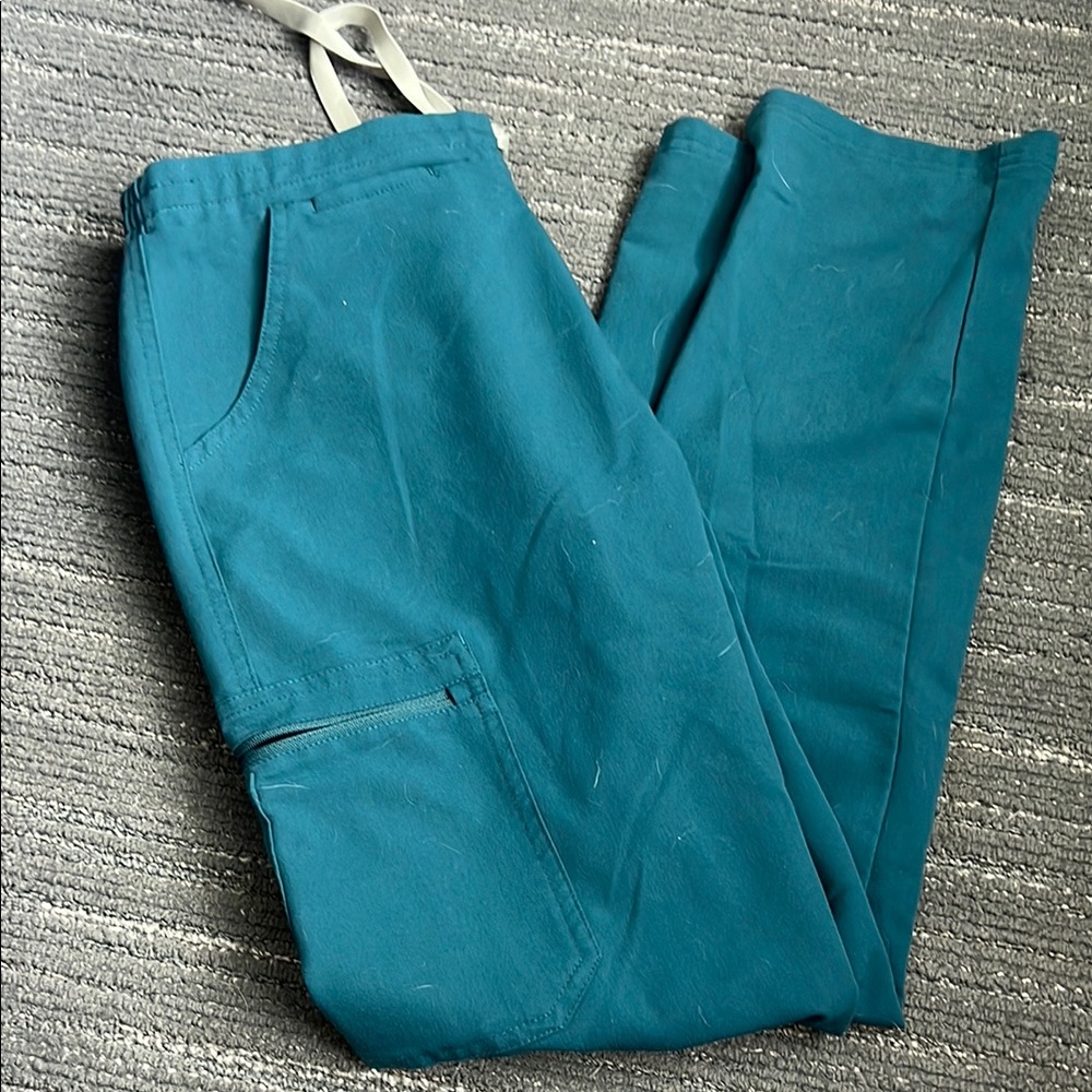 Teal yola skinny scrub Pants